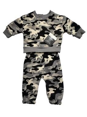 Way To Celebrate Baby Ghost Camo Halloween Fleece 2 Piece Set 0-3M NWT